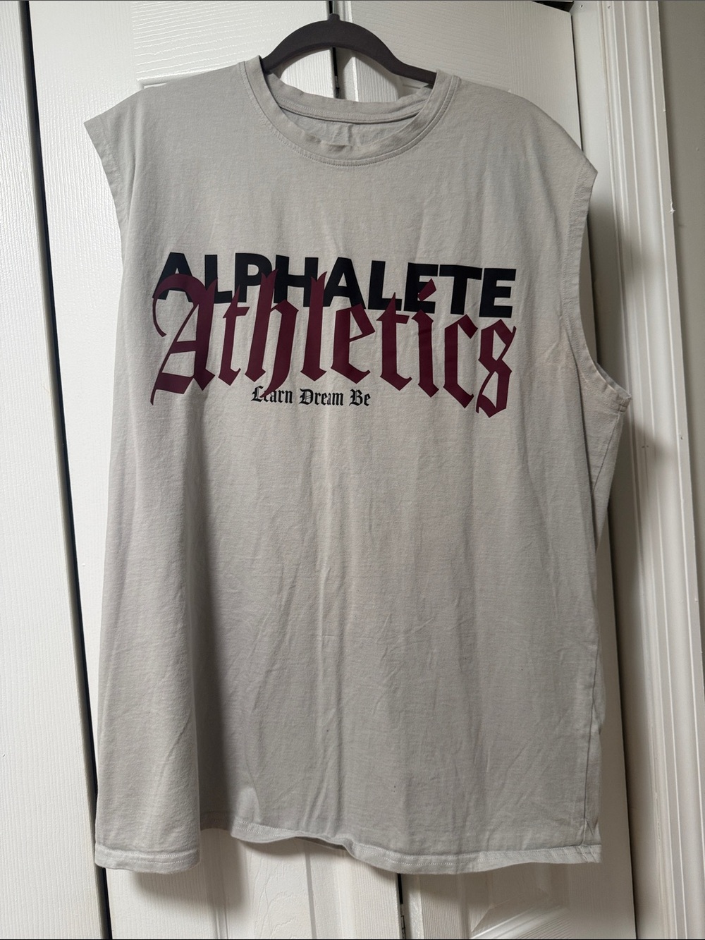 Alphalete Sleeveless Muscle Tee - Light Gray & Burgundy Logo